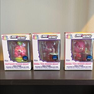 Mini Funko Care Bears Cheer Bear Set - Cupcake, Boba Glitter & Boba Chase